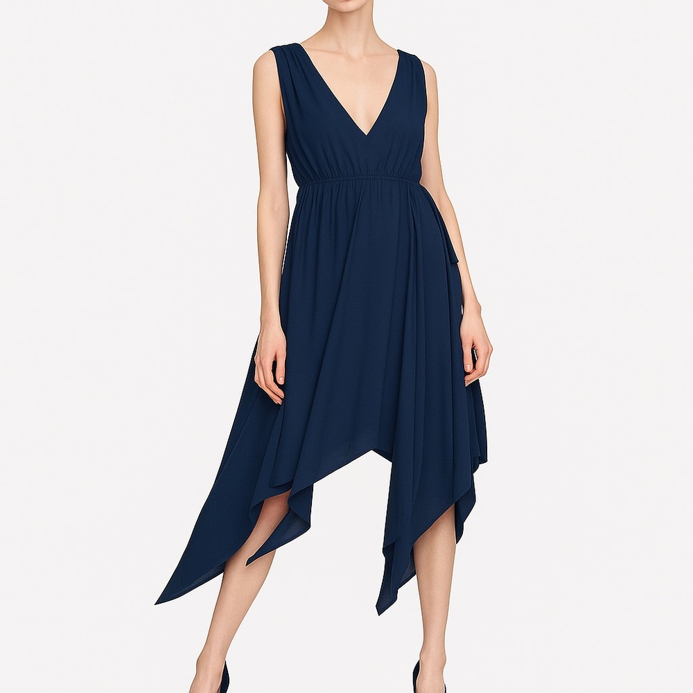 NWOT!! BCBGMAXAZRIA Navy Handkerchief Hem Dress – Size S - Picture 2 of 5